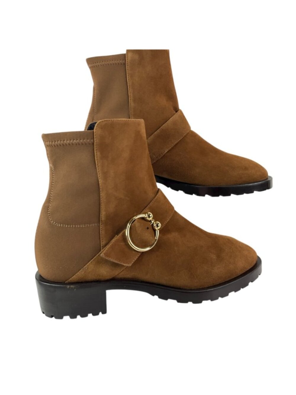 Stuart Weitzman Boots Women Sz 9 Coffee Luxering Suede & Microstretch New $595 - Picture 6 of 13